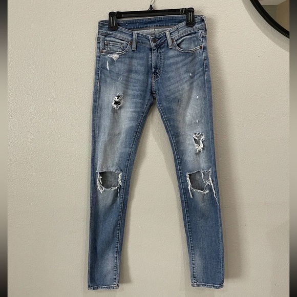 Ralph Lauren Denim & Supply Morgan Skinny Distressed Destroyed Jeans Size 27x32 - Picture 1 of 11